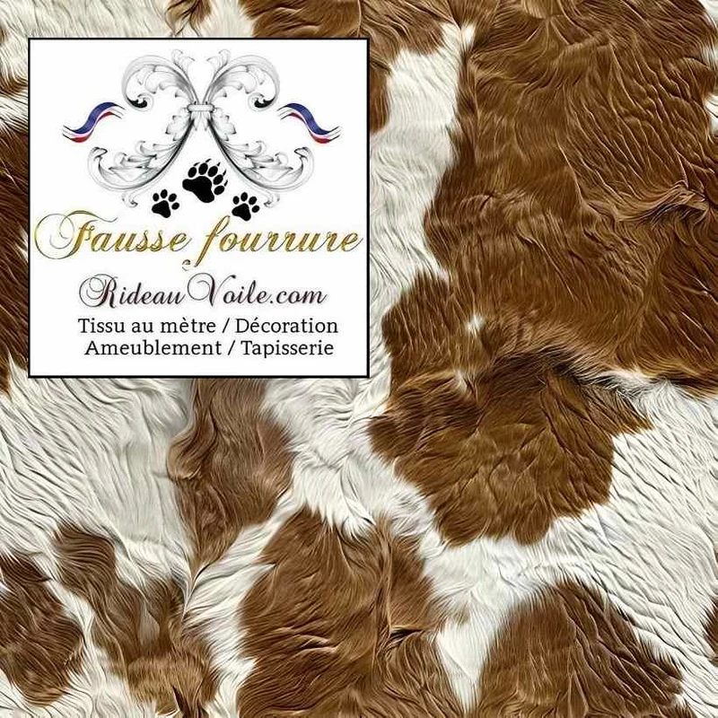 Velours marron brun tissu ameublement fausse fourrure peau vache Montagne Campagne