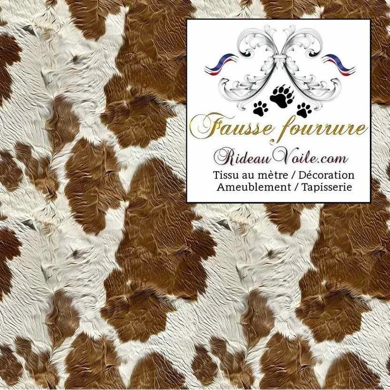 Velours marron brun tissu ameublement fausse fourrure peau vache Montagne Campagne