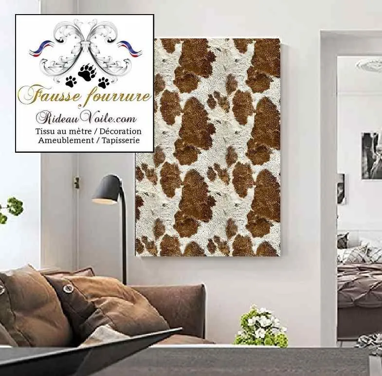 Velours marron brun tissu ameublement fausse fourrure peau vache Montagne Campagne