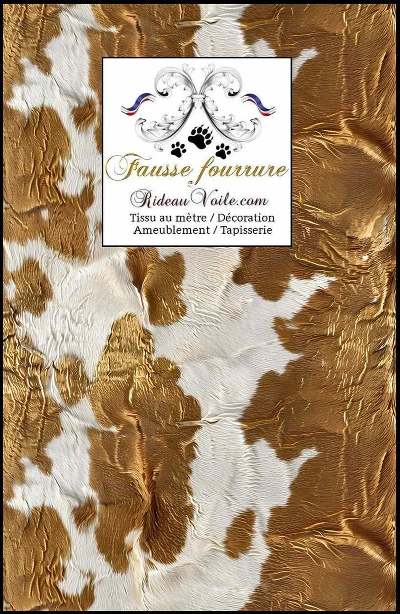 Tissu ameublement velours imprimé fausse fourrure vache brun Campagne Montagne