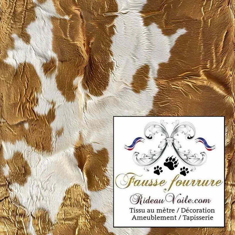 Tissu ameublement velours imprimé fausse fourrure vache brun Campagne Montagne