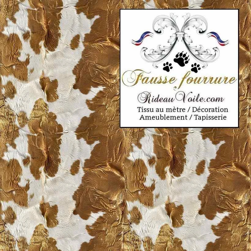 Tissu ameublement velours imprimé fausse fourrure vache brun Campagne Montagne