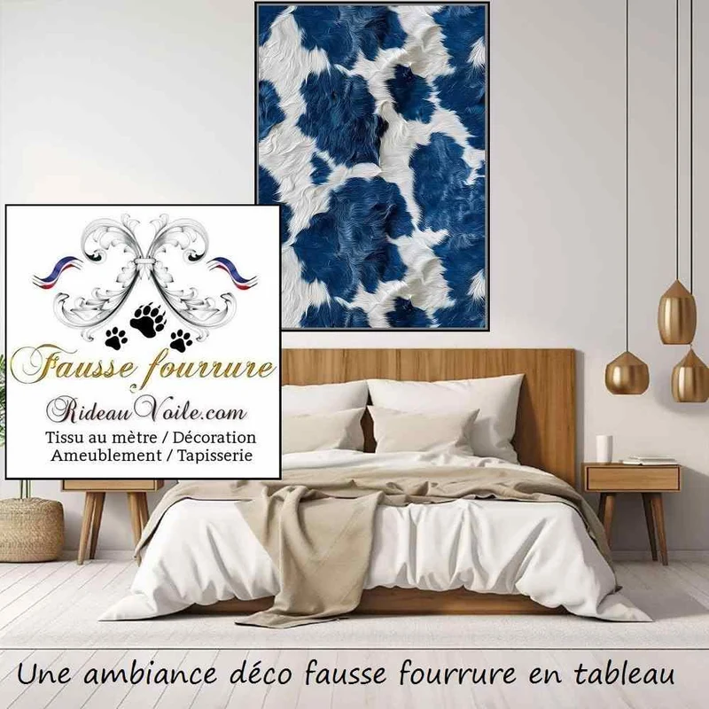 Tissu ameublement velours imprimé fausse fourrure peau de vache inspiration campagne