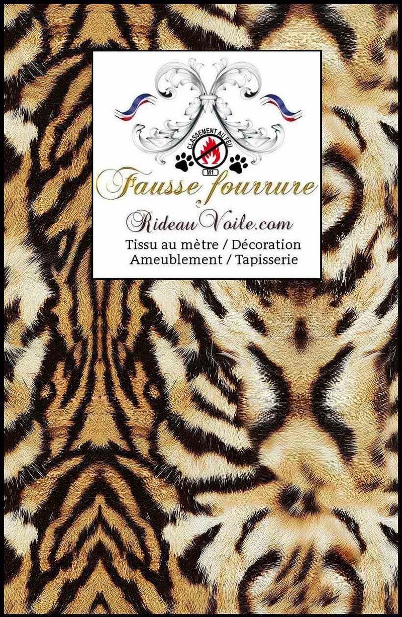 Tissu ignifugé ameublement intérieur Chalet Bois imprimé fausse fourrure Tigre mètre