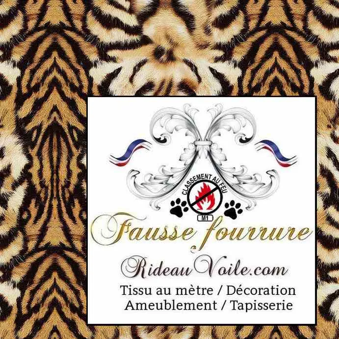 Tissu ignifugé ameublement intérieur Chalet Bois imprimé fausse fourrure Tigre mètre