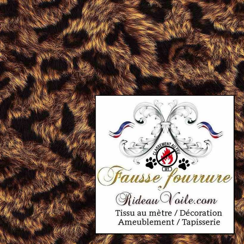 Tissu ignifugé ameublement intérieur Prestige Chalet Bois designer fausse fourrure mètre