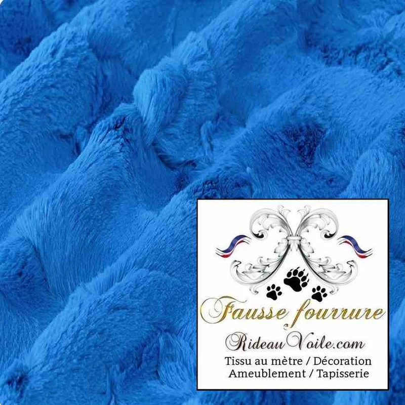 Tissu fausse fourrure bleu & marine au mètre rideau architecte intérieur rénovation Chalet