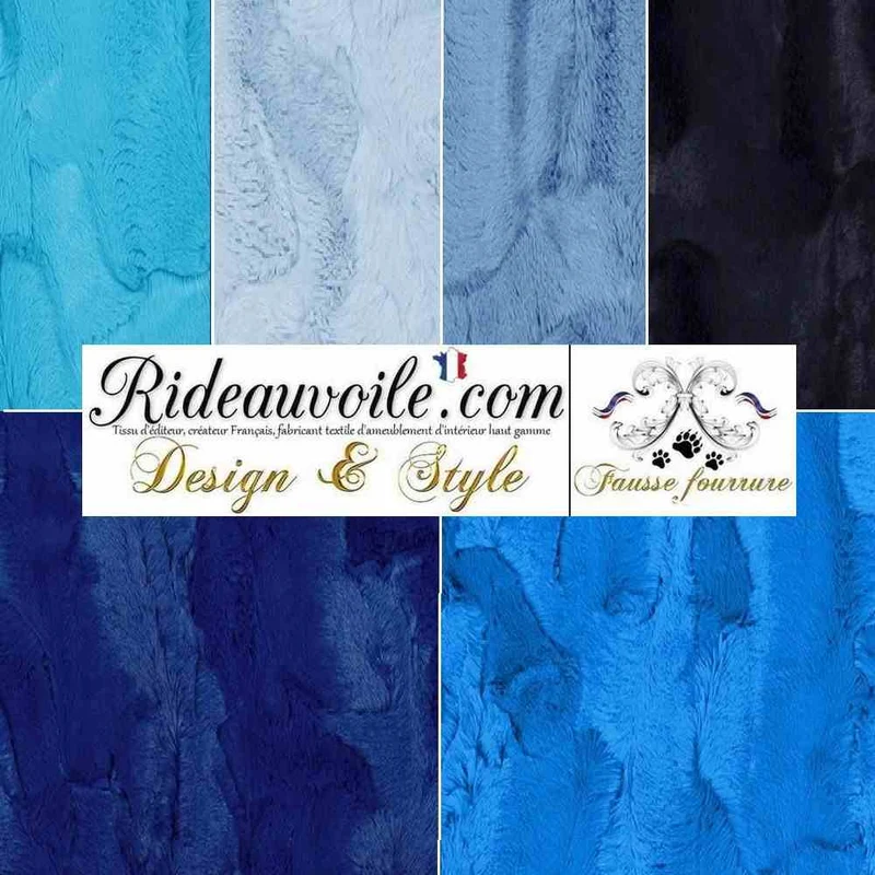 Tissu fausse fourrure bleu & marine au mètre rideau architecte intérieur chalet villa