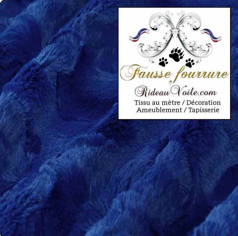 Tissu fausse fourrure bleu & marine au mètre rideau architecte intérieur rénovation Chalet