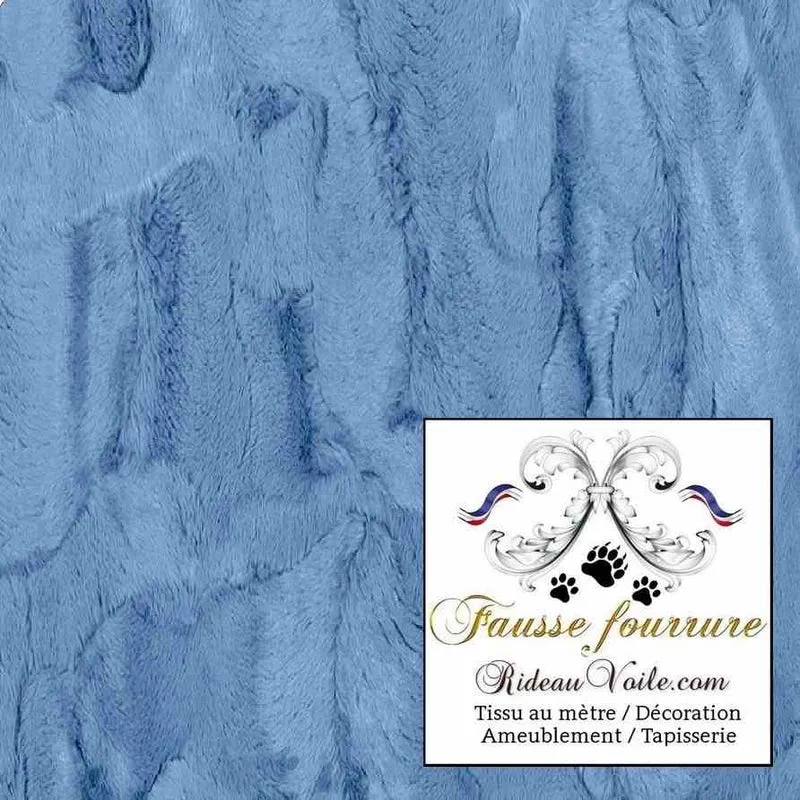 Tissu fausse fourrure bleu & marine au mètre rideau architecte intérieur rénovation Chalet