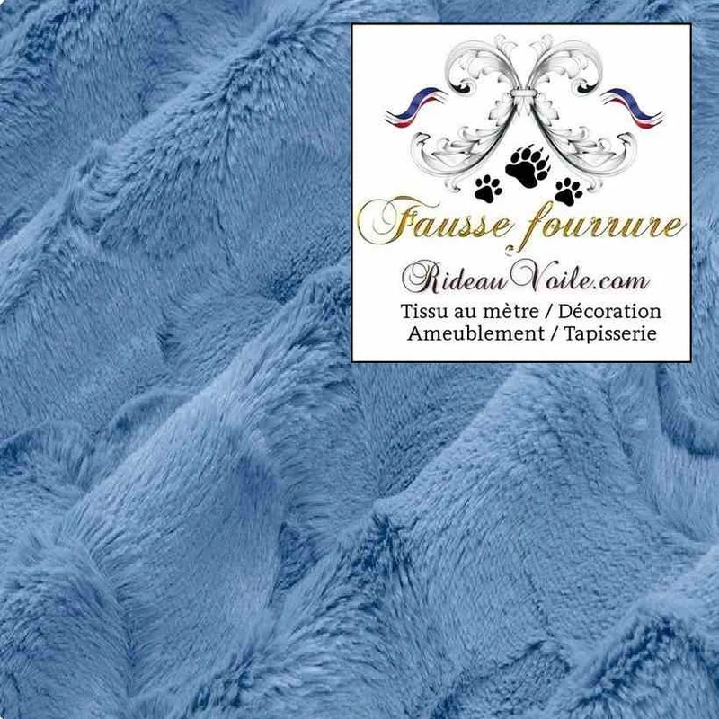 Tissu fausse fourrure bleu & marine au mètre rideau architecte intérieur rénovation Chalet