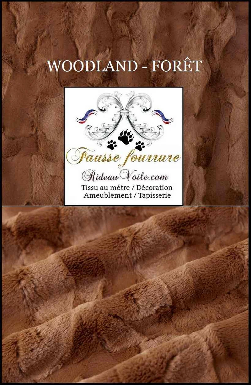 Tissu fausse fourrure marron chocolat au mètre rideau sur mesure chalet bois