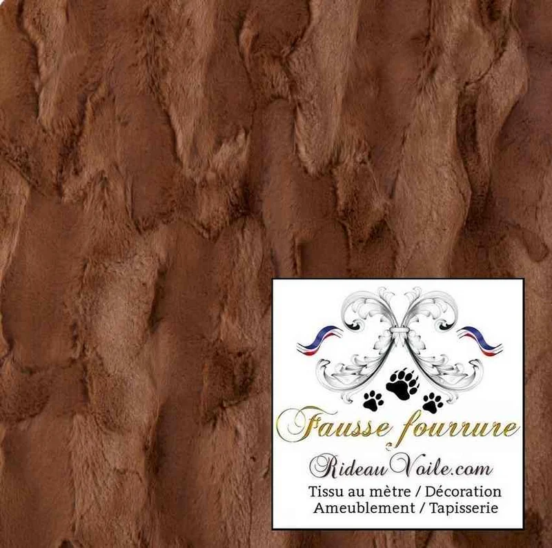 Tissu fausse fourrure marron chocolat au mètre rideau sur mesure chalet bois
