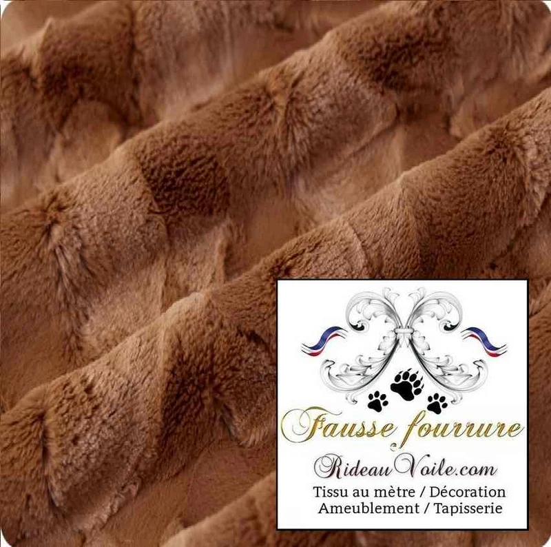 Tissu fausse fourrure marron chocolat au mètre rideau sur mesure chalet bois