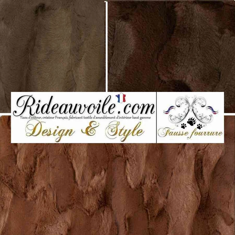 Tissu fausse fourrure marron chocolat brun confection rideau sur mesure chalet bois
