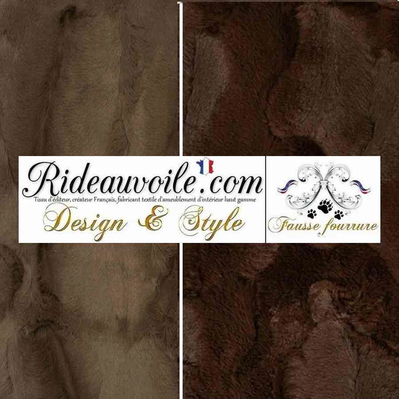 Tissu fausse fourrure marron chocolat brun confection rideau sur mesure chalet bois