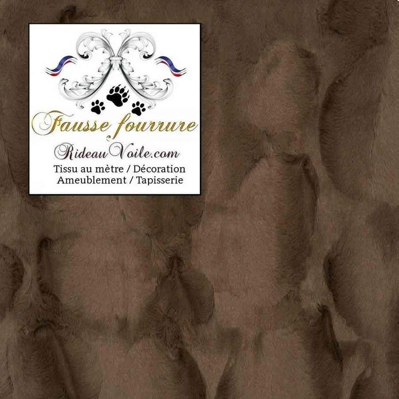 Tissu fausse fourrure marron chocolat brun confection rideau sur mesure chalet bois