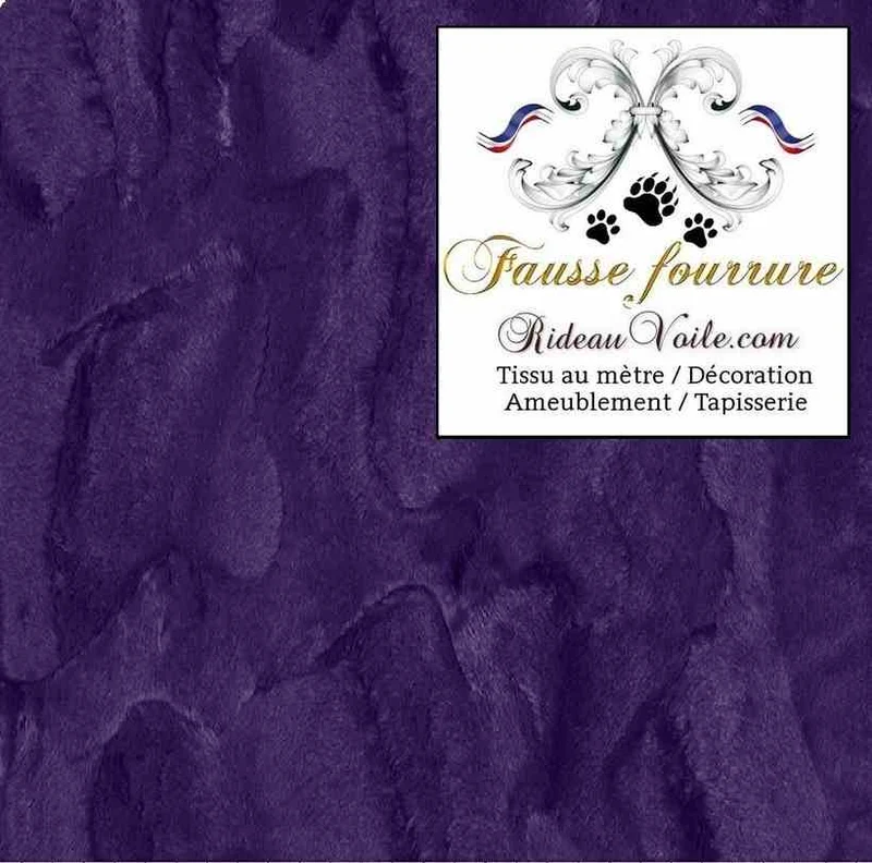 Tissu fausse fourrure violet lilas aubergine au mètre confection rideau chalet montagne