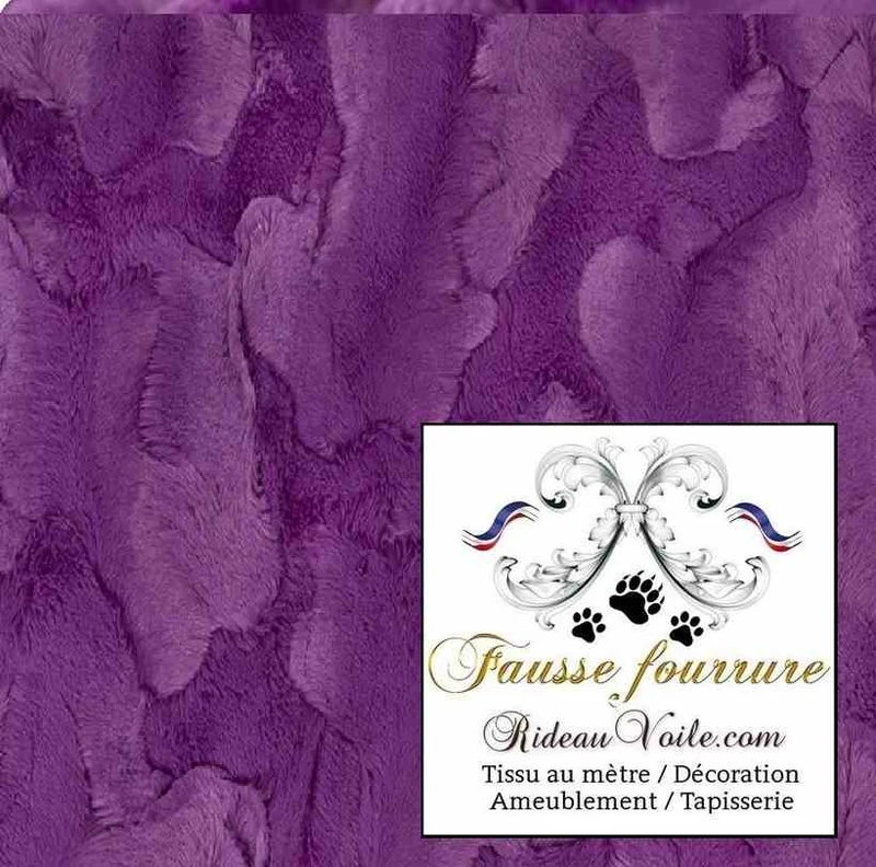 Tissu fausse fourrure violet lilas sureau luxe mètre confection rideau chalet montagne