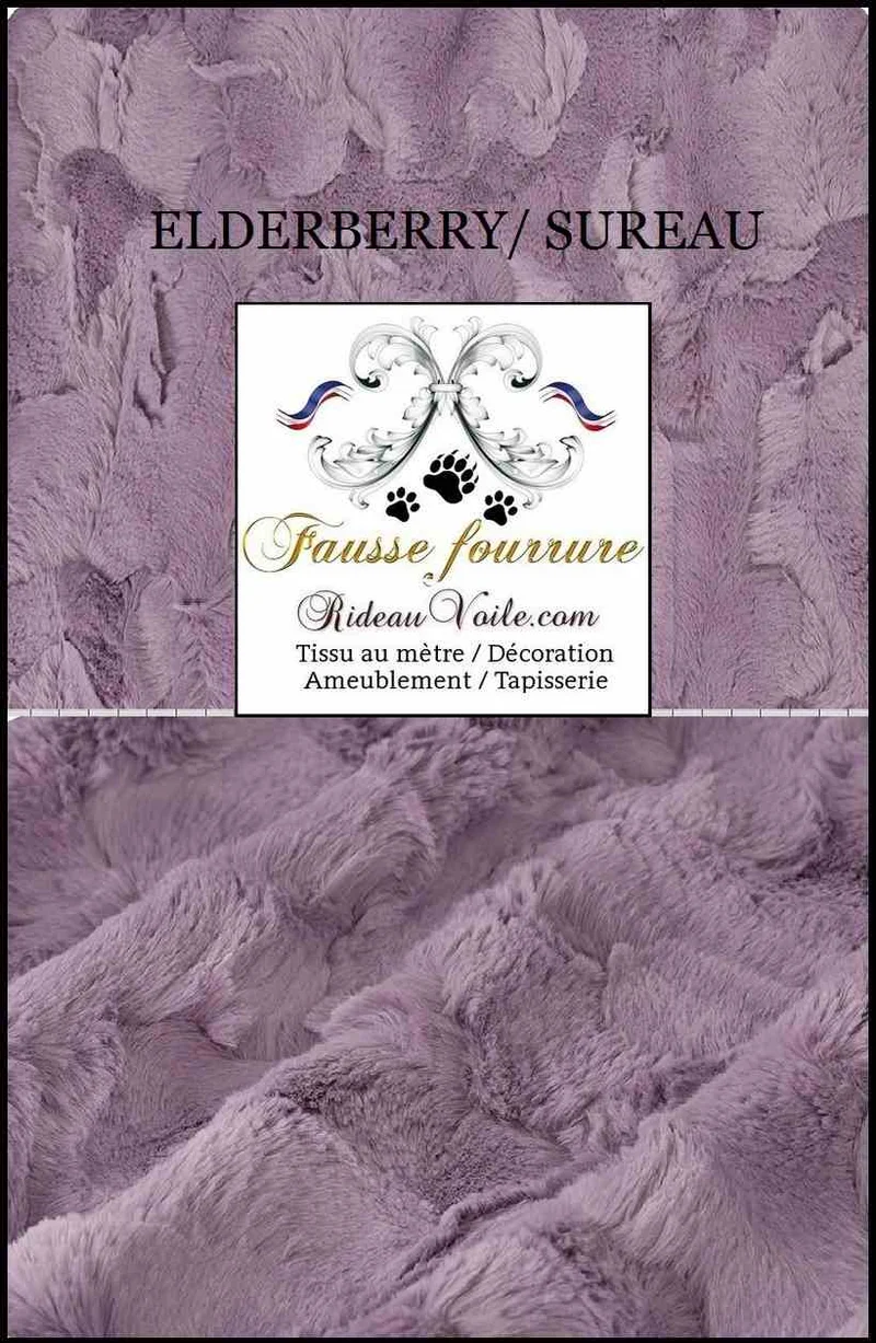 Tissu fausse fourrure violet lilas sureau haut gamme mètre rideau déco chalet montagne