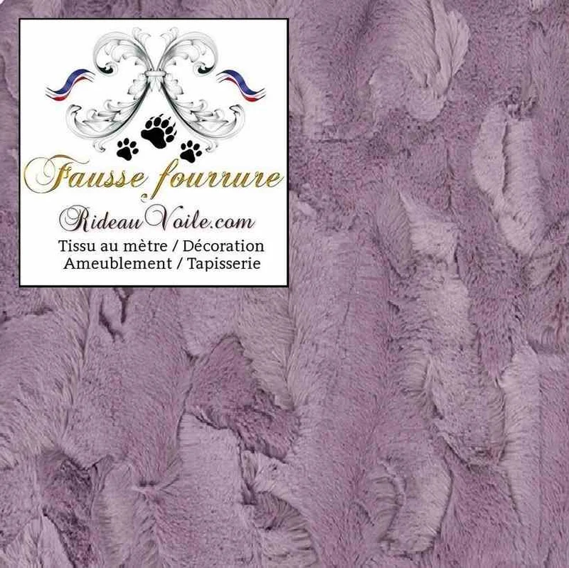 Tissu fausse fourrure violet lilas sureau haut gamme mètre rideau déco chalet montagne