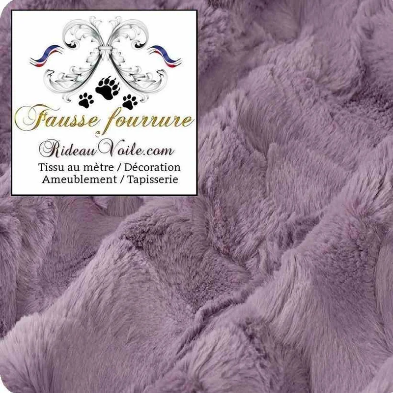 Tissu fausse fourrure violet lilas sureau haut gamme mètre rideau déco chalet montagne