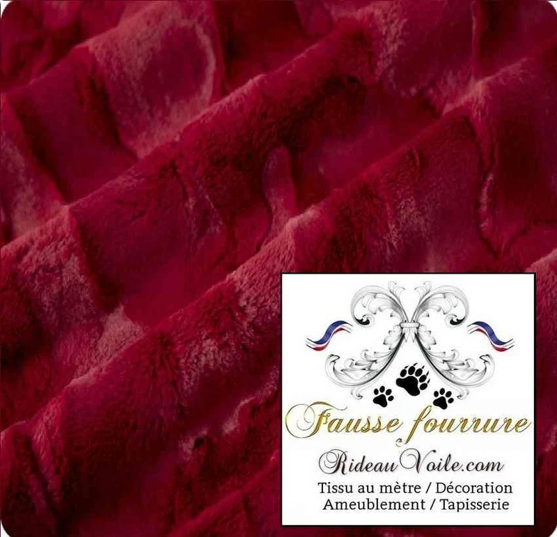 Rideau en tissu fausse fourrure Rouge mètre déco d'intérieur Chalets Savoie Alpes