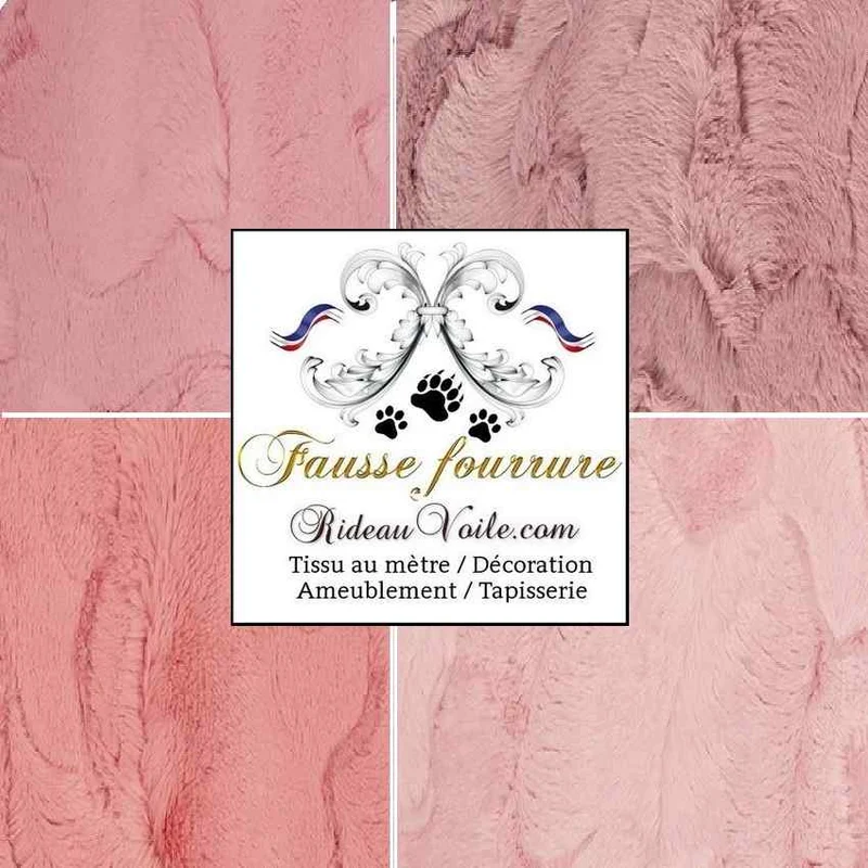 Rideau confection tissu fausse fourrure rose mètre plaid chalet coussin habillement