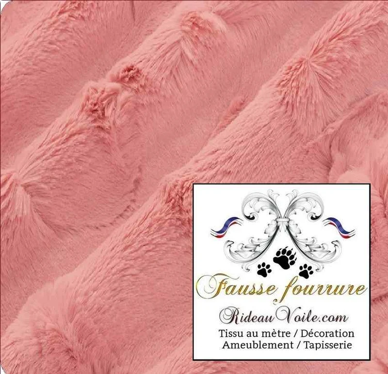 Rideau confection tissu fausse fourrure rose mètre plaid chalet coussin habillement