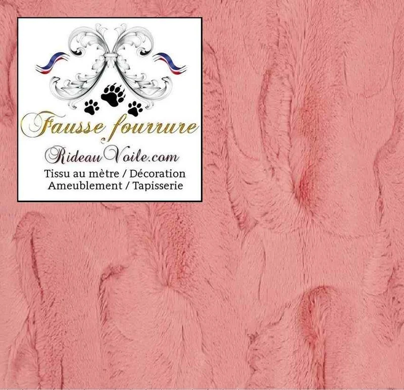 Rideau confection tissu fausse fourrure rose mètre plaid chalet coussin habillement