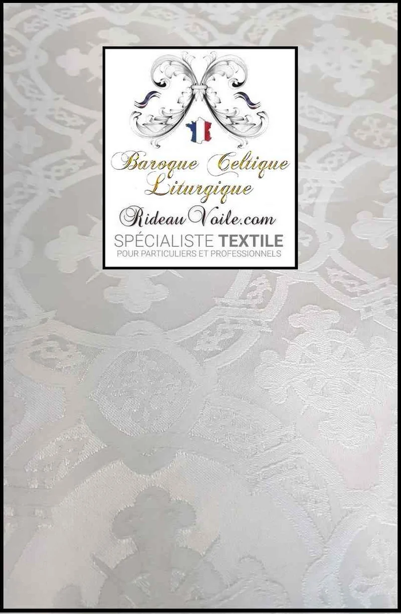 Tissu ameublement blanc Médiéval Liturgique Brocart léger au mètre rideau sur mesure