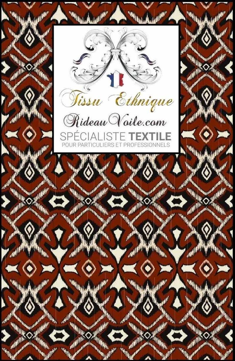 Tissu d'ameublement Inspiration Ikat d'Afrique rouge Ethnique ignifuge au mètre