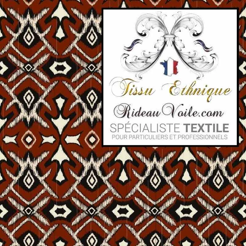 Tissu d'ameublement Inspiration Ikat d'Afrique rouge Ethnique ignifuge au mètre