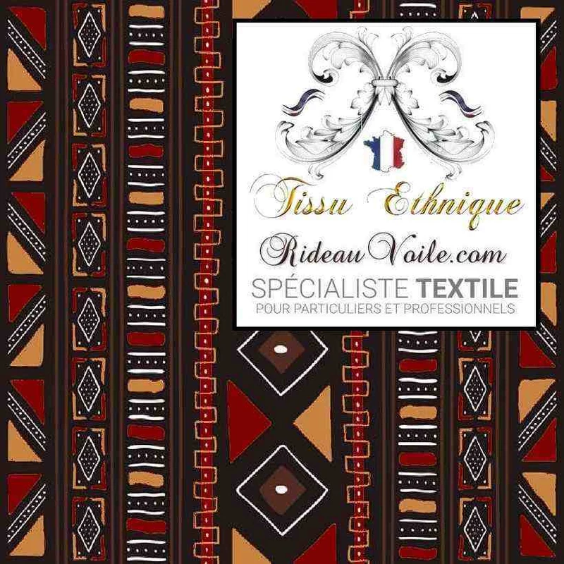 Décoration d'intérieur inspiration Africaine Bogolan tissu rouge au mètre rideau ethnique