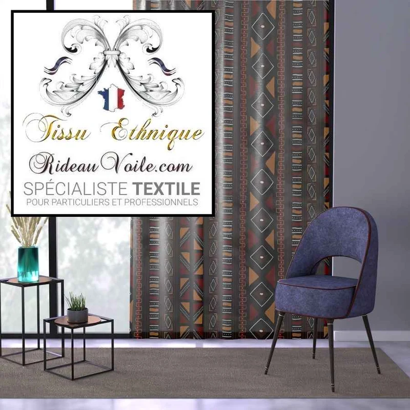 Tissu ameublement Décoration intérieur motif Art Africain Bogolan mètre rideau rouge