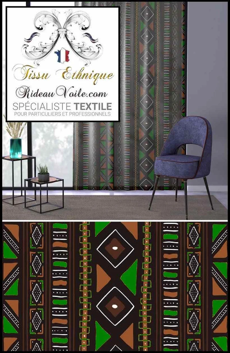 Tissu ameublement Designer Architecte motif Art Africain Bogolan mètre rideau