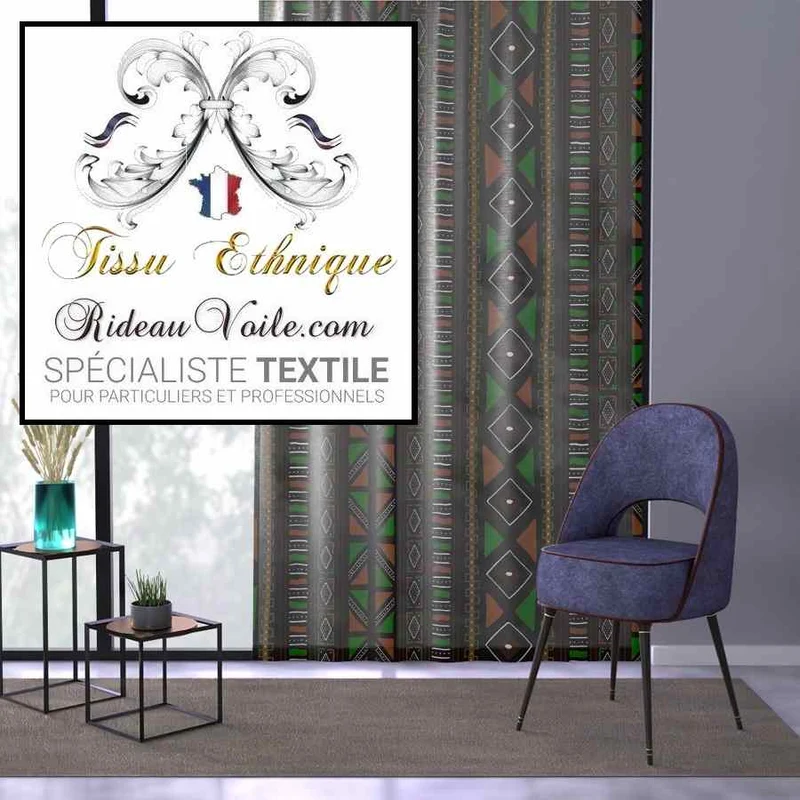 Tissu ameublement Designer Architecte motif Art Africain Bogolan mètre rideau