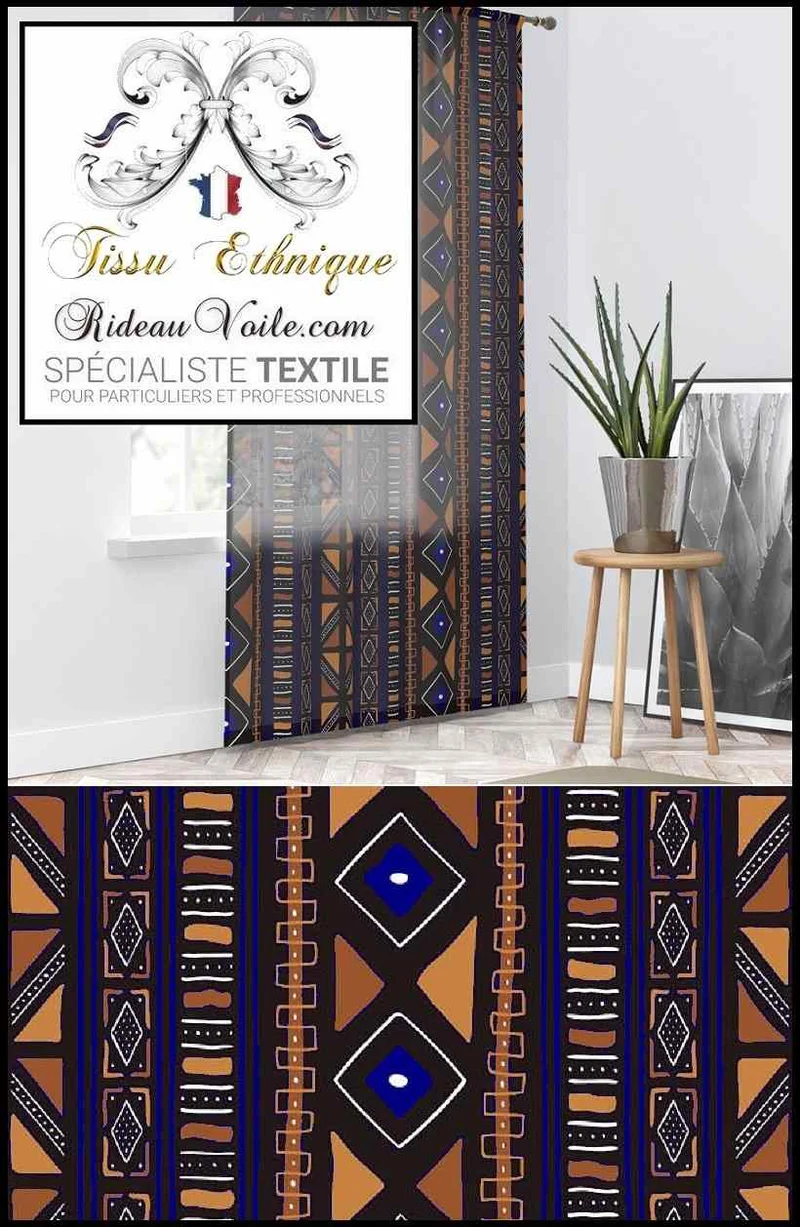 Tissu ameublement Art Designer Architecte motif Africain Bogolan mètre rideau