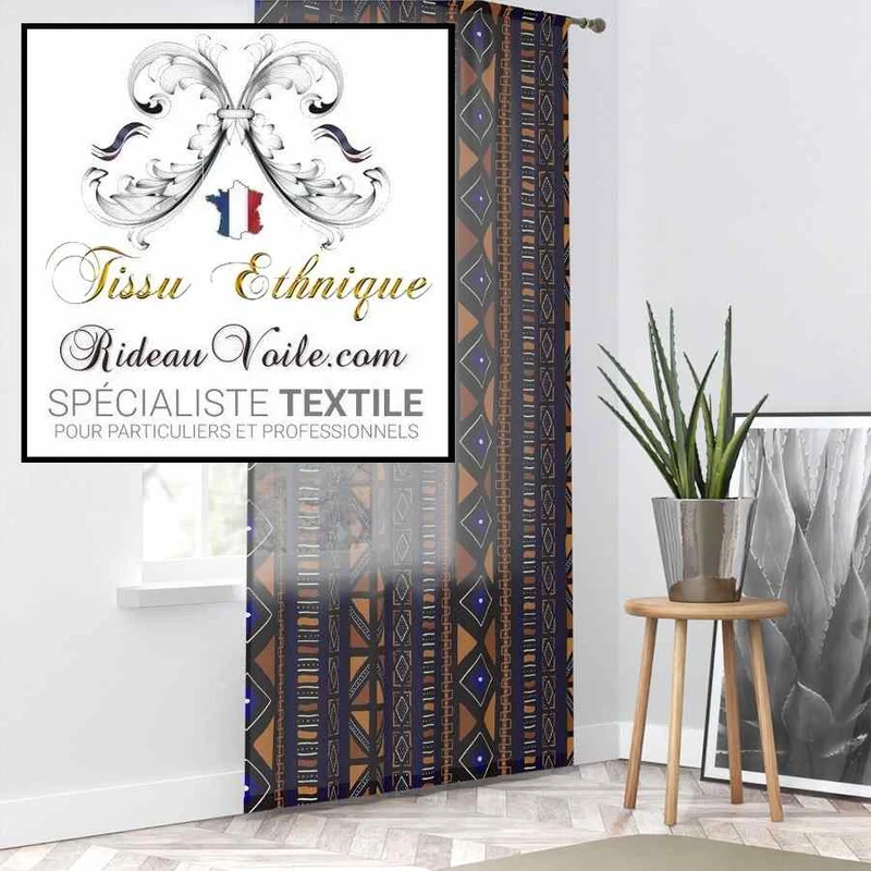 Tissu ameublement Art Designer Architecte motif Africain Bogolan mètre rideau