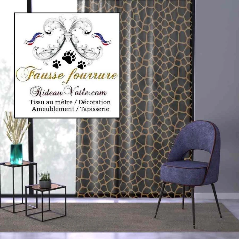 Jacquard de velours motif Fausse fourrure tissu ameublement occultant ignifuge mètre