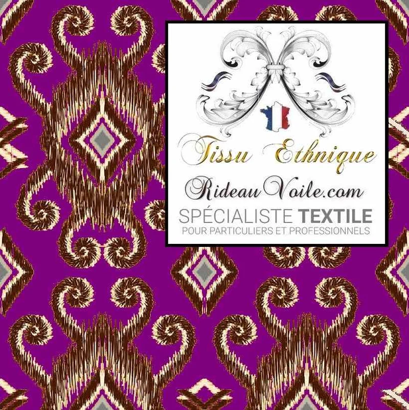 Tissu occultant intérieur ameublement design Ikat Africain violet motif rideau ignifuge