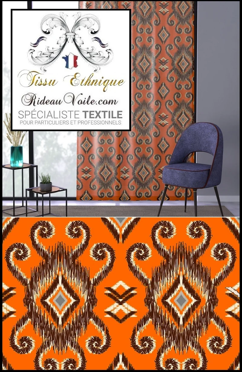 Tissus ikats d'Ouzbékistan ameublement imprimé Africain motif exotique rideau ignifuge