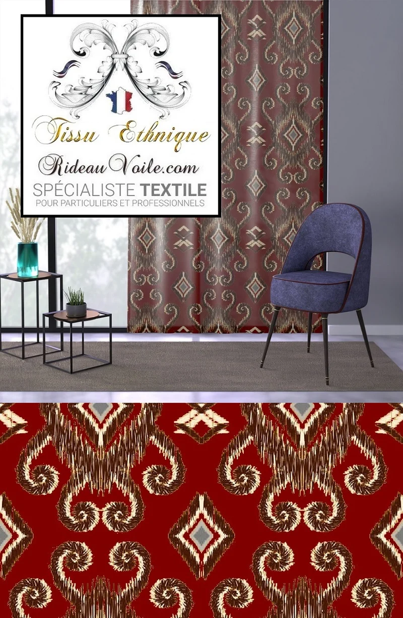 Décoration tissu ameublement imprimé Ikat Africain motif exotique rideau occultant