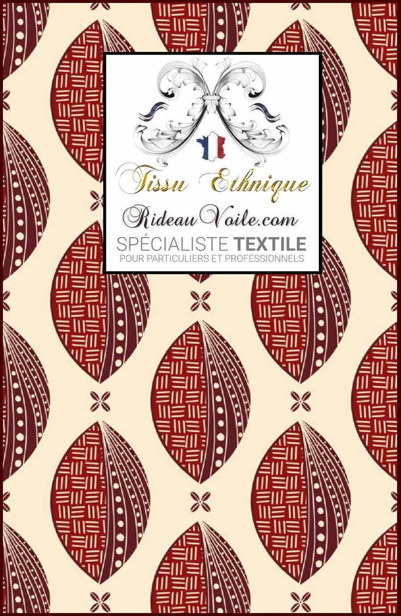 Tissu ignifuge déco inspiration design Africain Bogolan mètre rideau occultant voilage