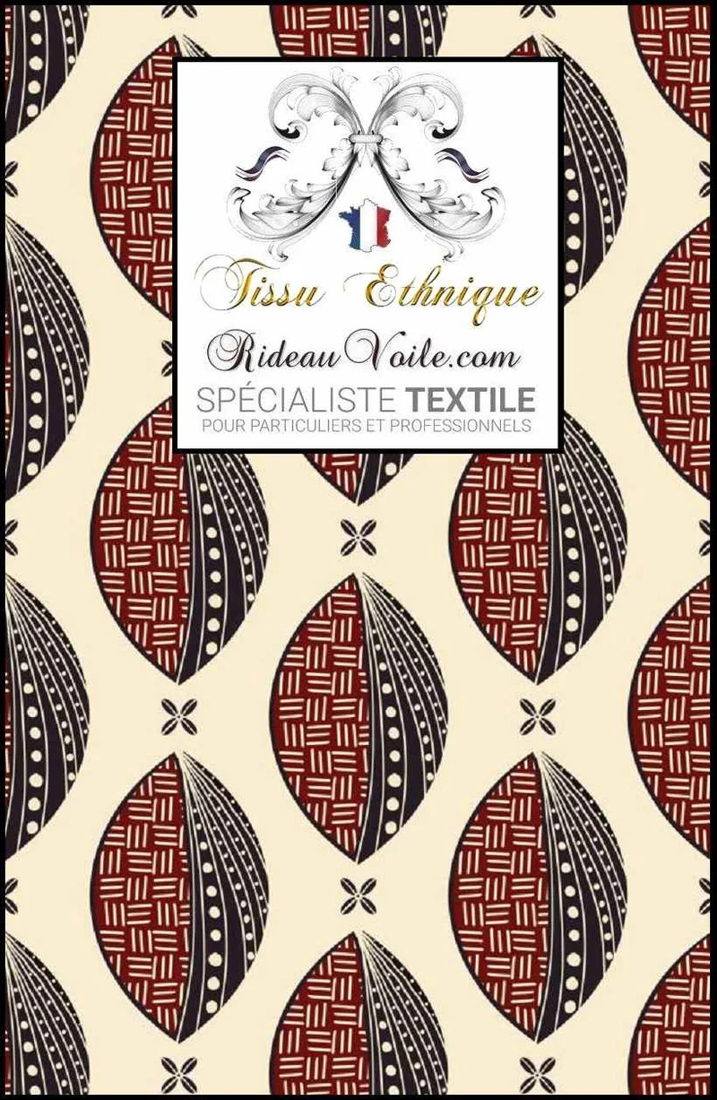 Tissu ameublement inspiration design Africain Bogolan mètre rideau occultant voilage