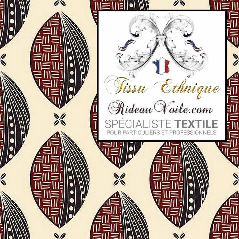 Tissu ameublement inspiration design Africain Bogolan mètre rideau occultant voilage