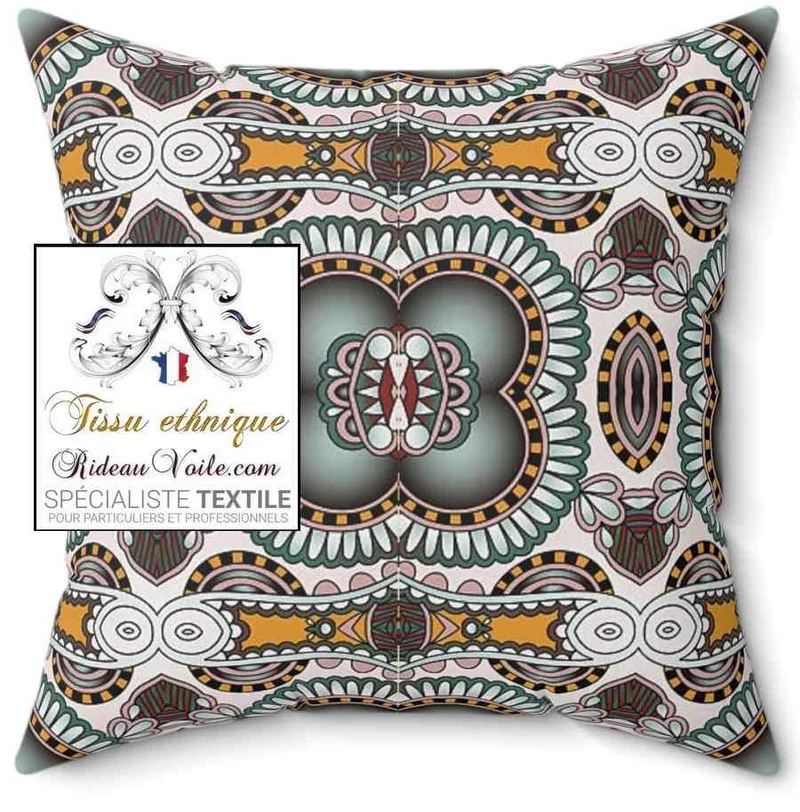 Tissu d'ameublement inspiration ethnique motif Africain au mètre rideau occultant voilage