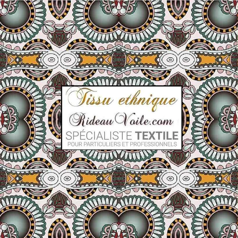 Tissu d'ameublement inspiration ethnique motif Africain au mètre rideau occultant voilage