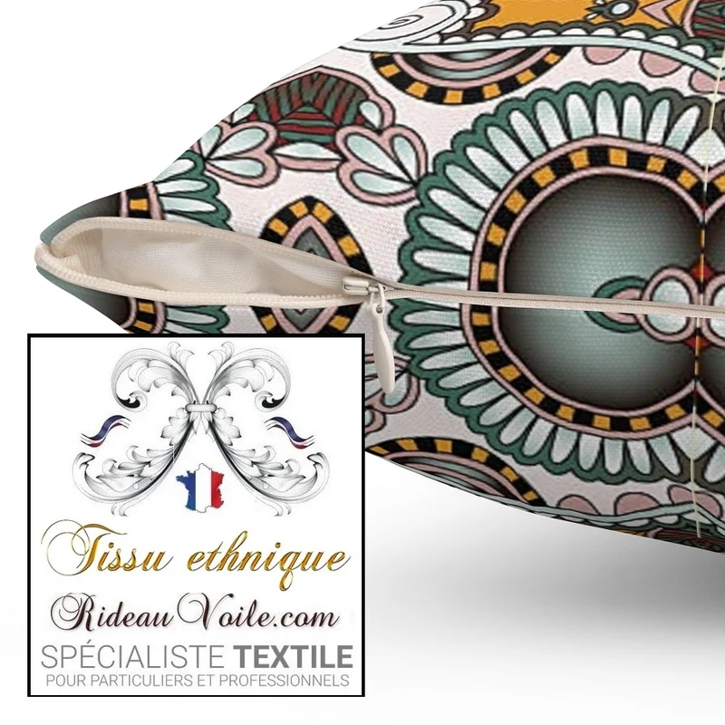 Tissu d'ameublement inspiration ethnique motif Africain au mètre rideau occultant voilage