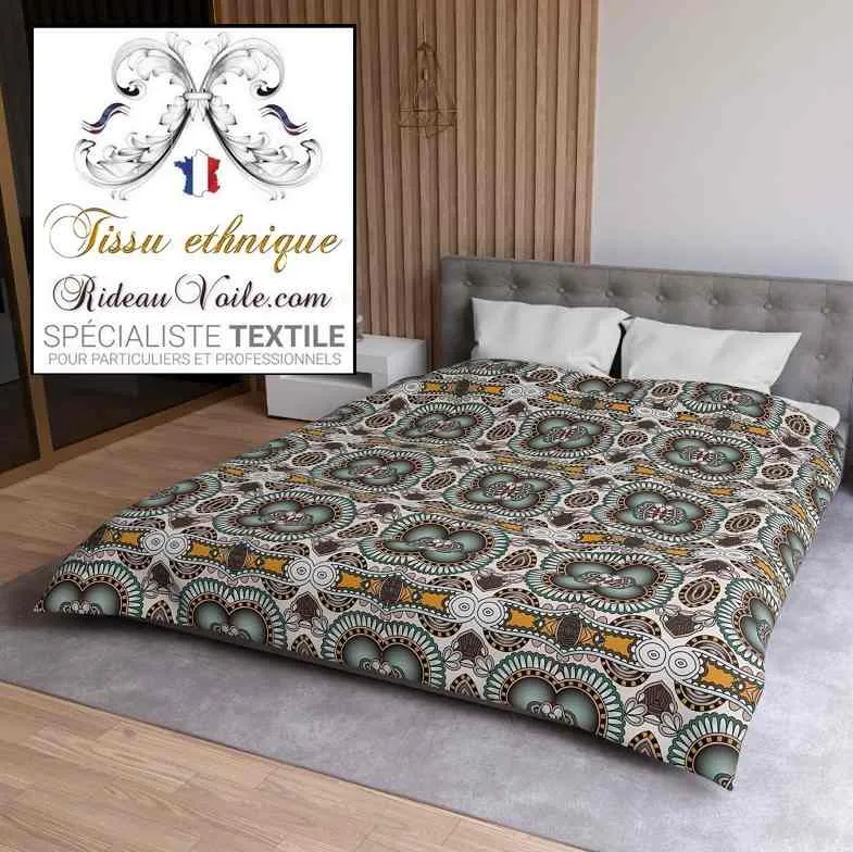Tissu d'ameublement inspiration ethnique motif Africain au mètre rideau occultant voilage